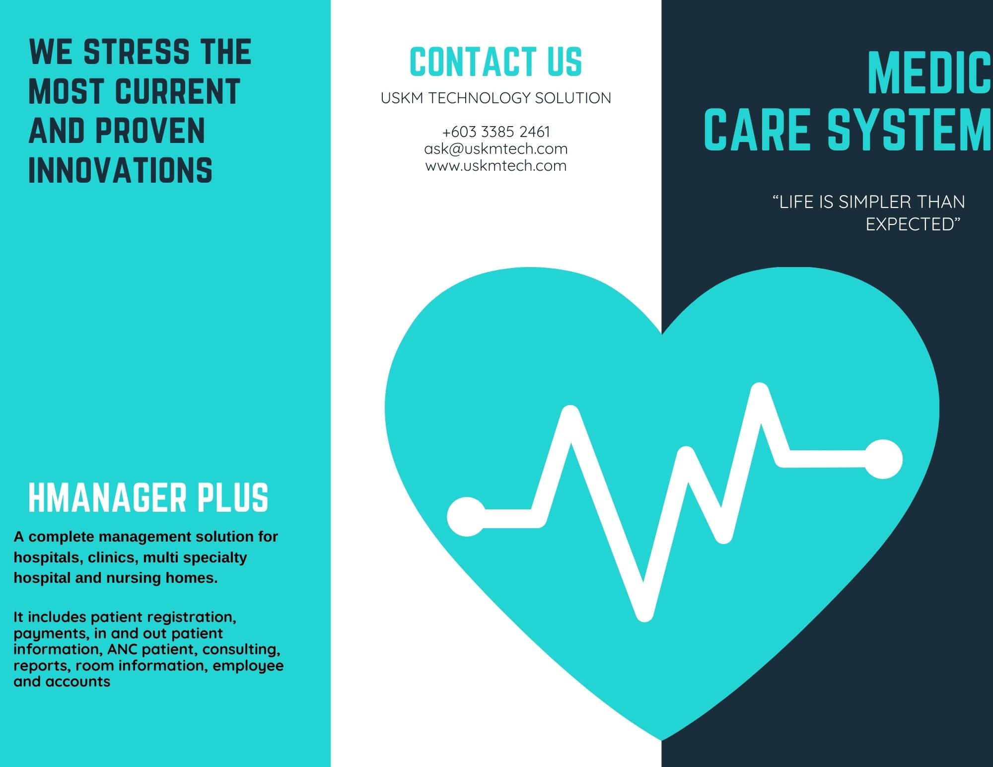 Turquoise Heart Vector Medical Brochure